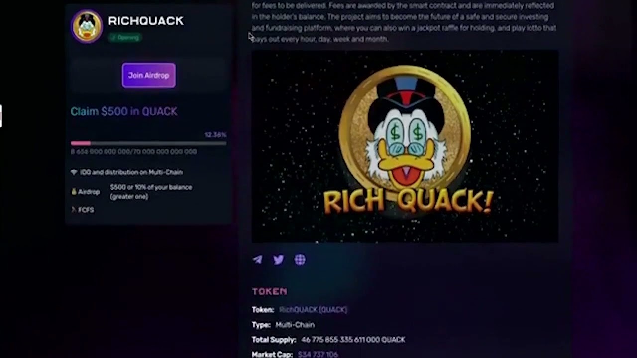 BEST CRYPTO AIRDROP TOKEN 2023 | RICHQUACK TOKEN CLAIM 500 $🤑🔝🔥