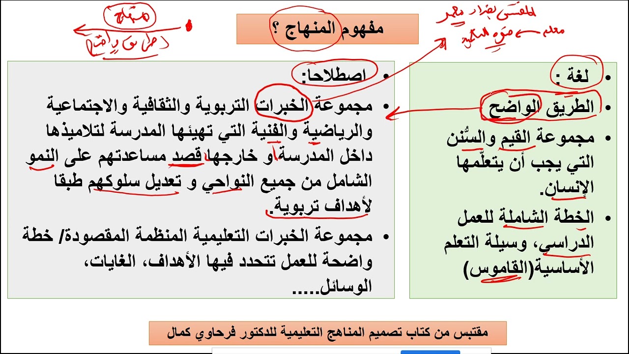 العرض التاسع ملخص حول المنهاج الدراسي
