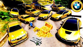 GTA 5 - Stealing Billionaire BMW Golden Cars with Franklin! | (GTA V Real Life Cars #148)