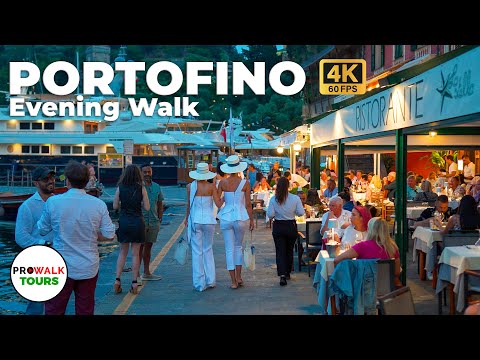 Portofino, Italy Evening Walk 2023 - 4K 60fps with Captions