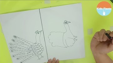 Learn to draw peahen with hand gestures