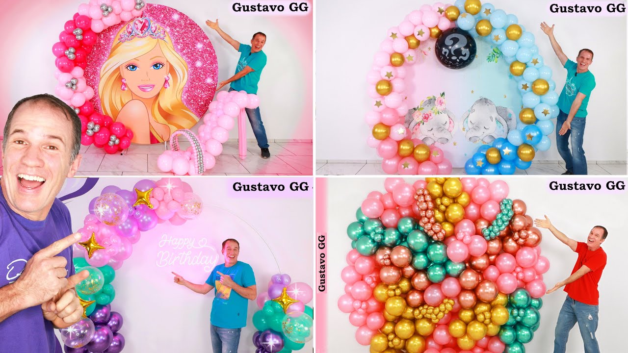 4 IDEAS  ✨ DECORACIÓN CON GLOBOS 💫 AROS de globos 😁👍 Como hacer un arco de globos - Gustavo gg