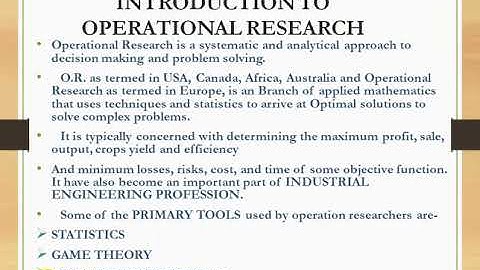 Introduction to Operations Research