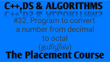 C++ Program to convert a number from decimal to octal in Tamil | C++ Programs in Tamil