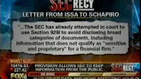 GOP Watchdogs Push for SEC Transparency BLOCKED By Dem "Financial Reform"