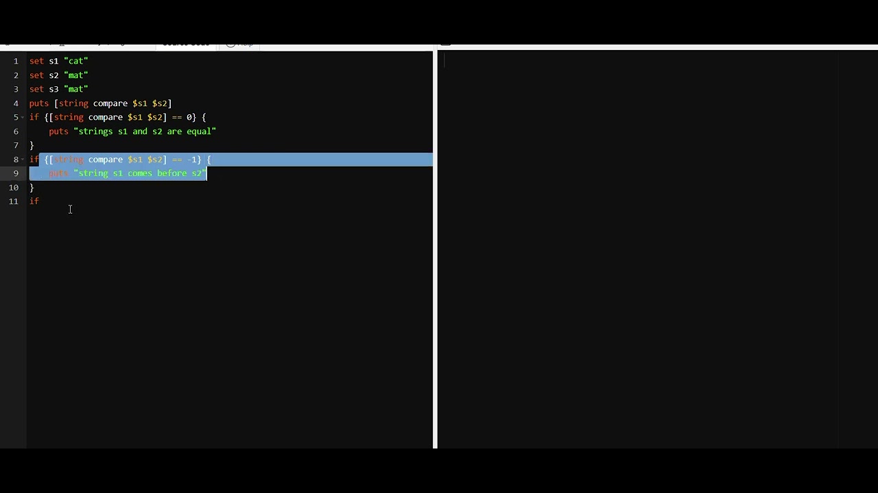 Tool Command Language : String Commands / compare
