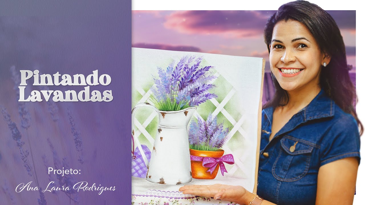 Lavandas no Vaso - Pintura em Tecido