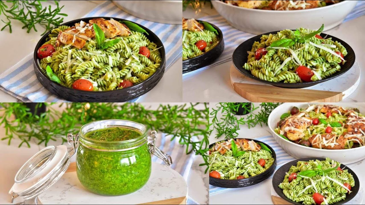 صلصة بيستو المنزليه بطريقه وطعم جدا شهي 💯 (بيستو باستا)Pesto sauce ...