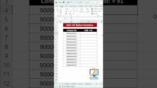 Excel Hack: Add +91 Before Mobile Numbers