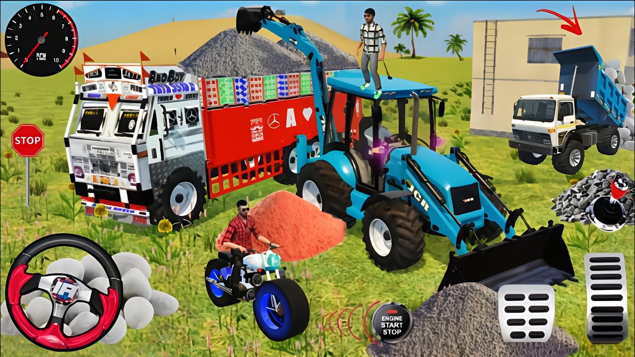 🔴Drive JCB and Uploading 🪨🏗Stone From Dumper🌋 Truck in Game 