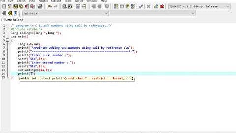 program in C to add numbers using call by reference