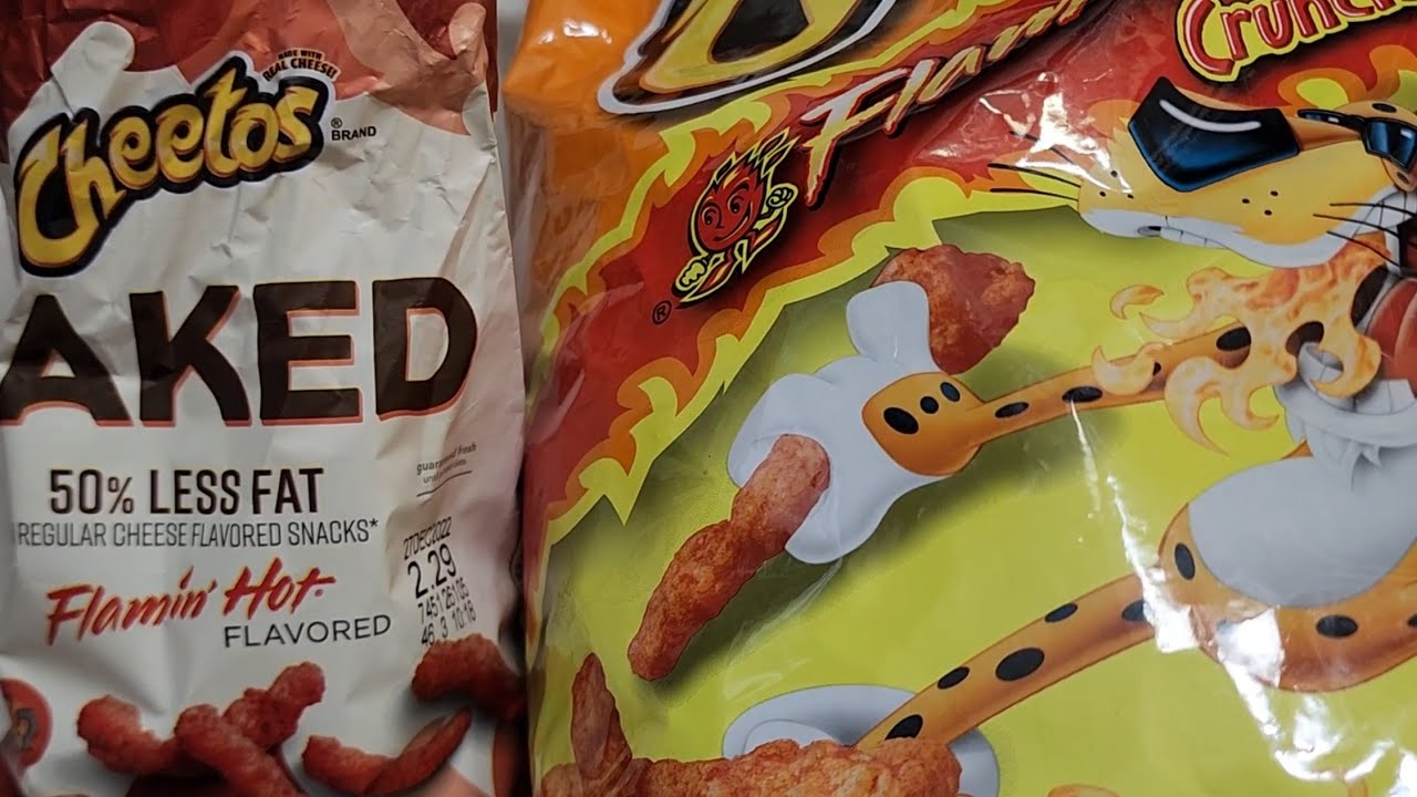 Baked Flamin Flamin' Hot Cheetos Vs Regular Flaming Hot Taste Test Item ...