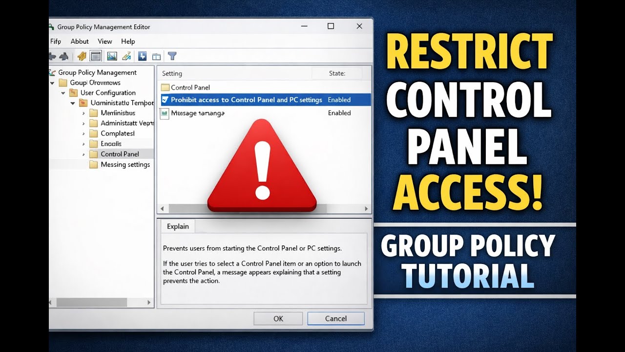 How to Restrict Control Panel Access Using Group Policy (Windows Domain ...