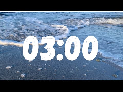 3 Minute Countdown Timer with Gently Breaking Waves in Evening Sunlight