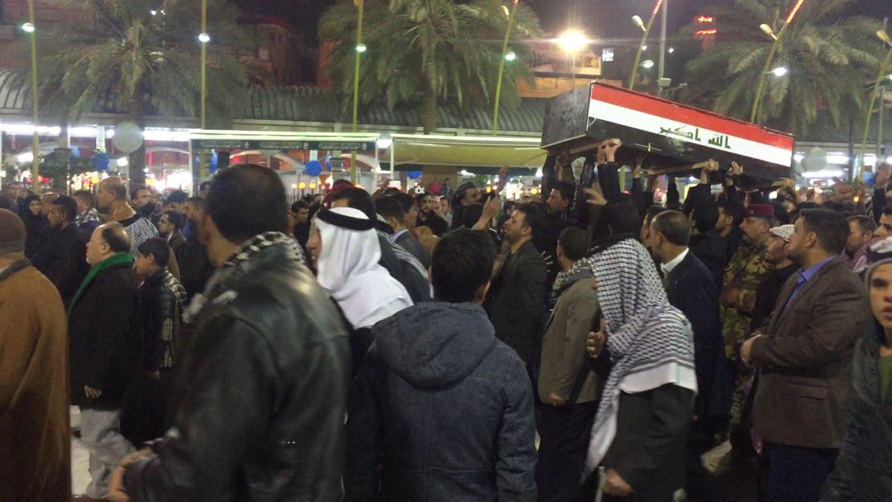 تشييع احد الشهداء الأبطال من جند المرجعية في منطقة مابين الحرمين