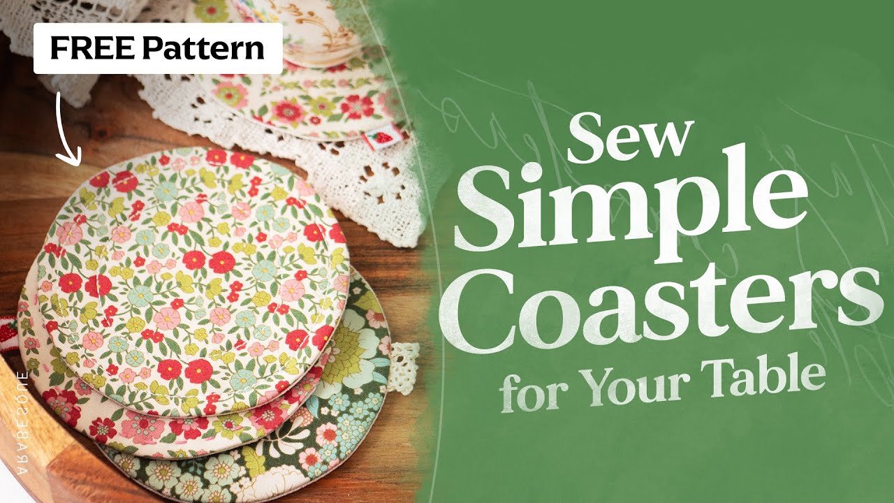 Sew a Round Fabric Coaster | Easy Beginner Sewing Project + FREE ...