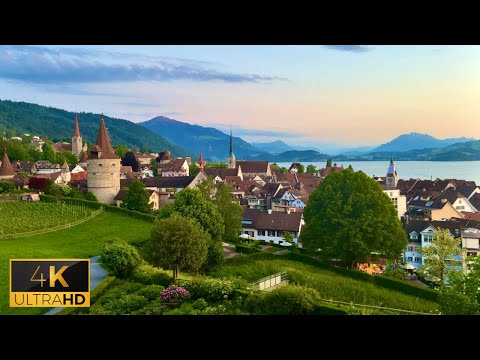 Zug, Switzerland 🇨🇭| The Town With The Most Beautiful Sunsets | Walking Tour | 4K