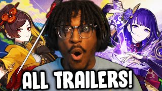 SO I REACTED TO EVERY GENSHIN IMPACT CHARACTER TRAILER.....