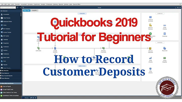 Quickbooks 2019 Tutorial for Beginners - How to Record Customer Deposits