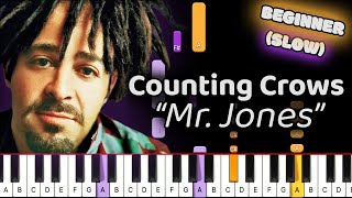 Counting Crows Mr Jones Piano Tutorial! (Beginner) SLOW 50% SPEED
