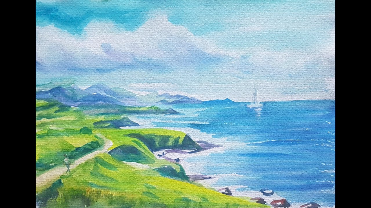 N566 水彩风景Watercolor Landscape 수채화풍경- YouTube
