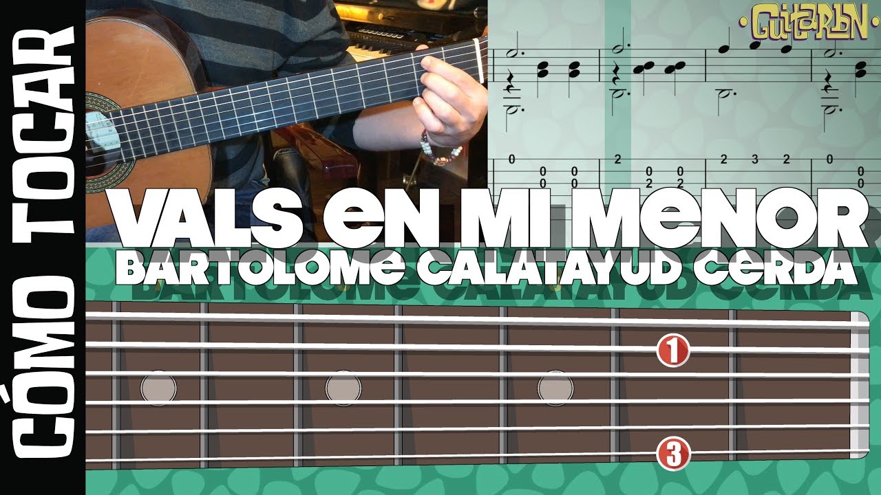 Cómo tocar -Vals de Bartolomé Calatayud Cerda (Tab,partitura,guitarra virtual)Tutorial guitarbn