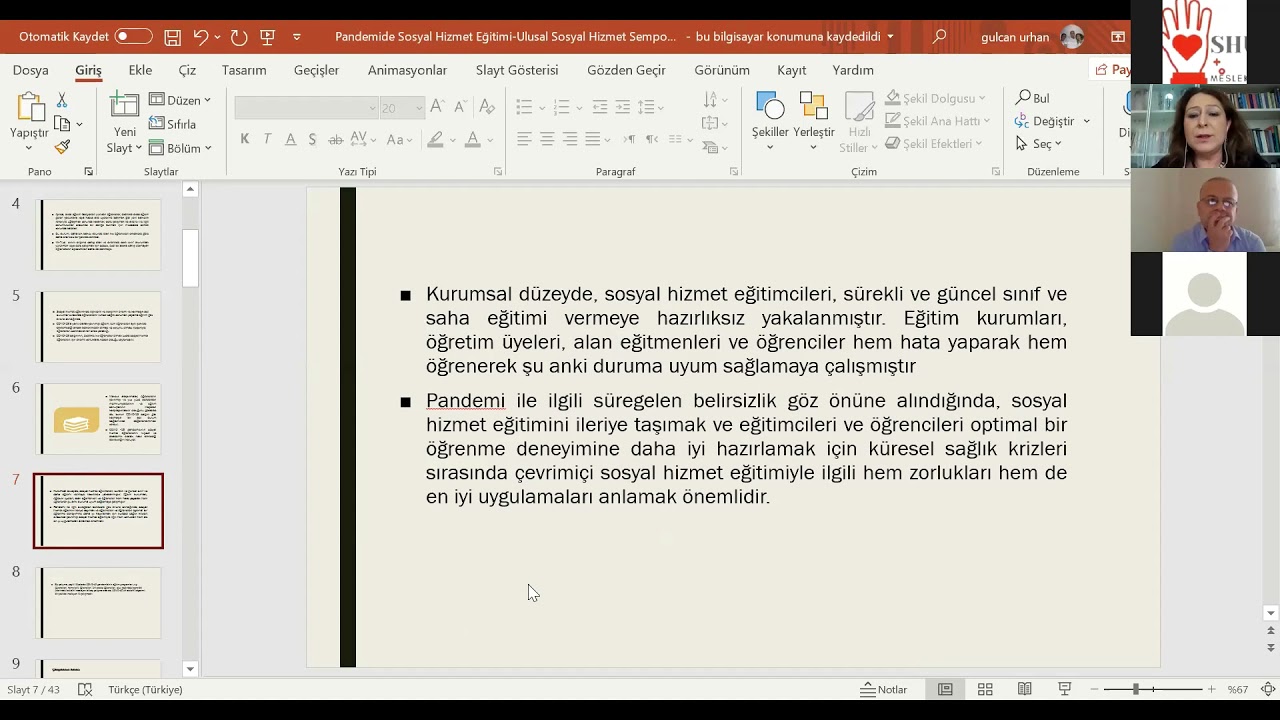 Sosyal Hizmet Sempozyumu 21: Çevrimiçi Bildiri Sunumları (9) Oturum Başkanı:Prof. Dr. Kamil Alptekin