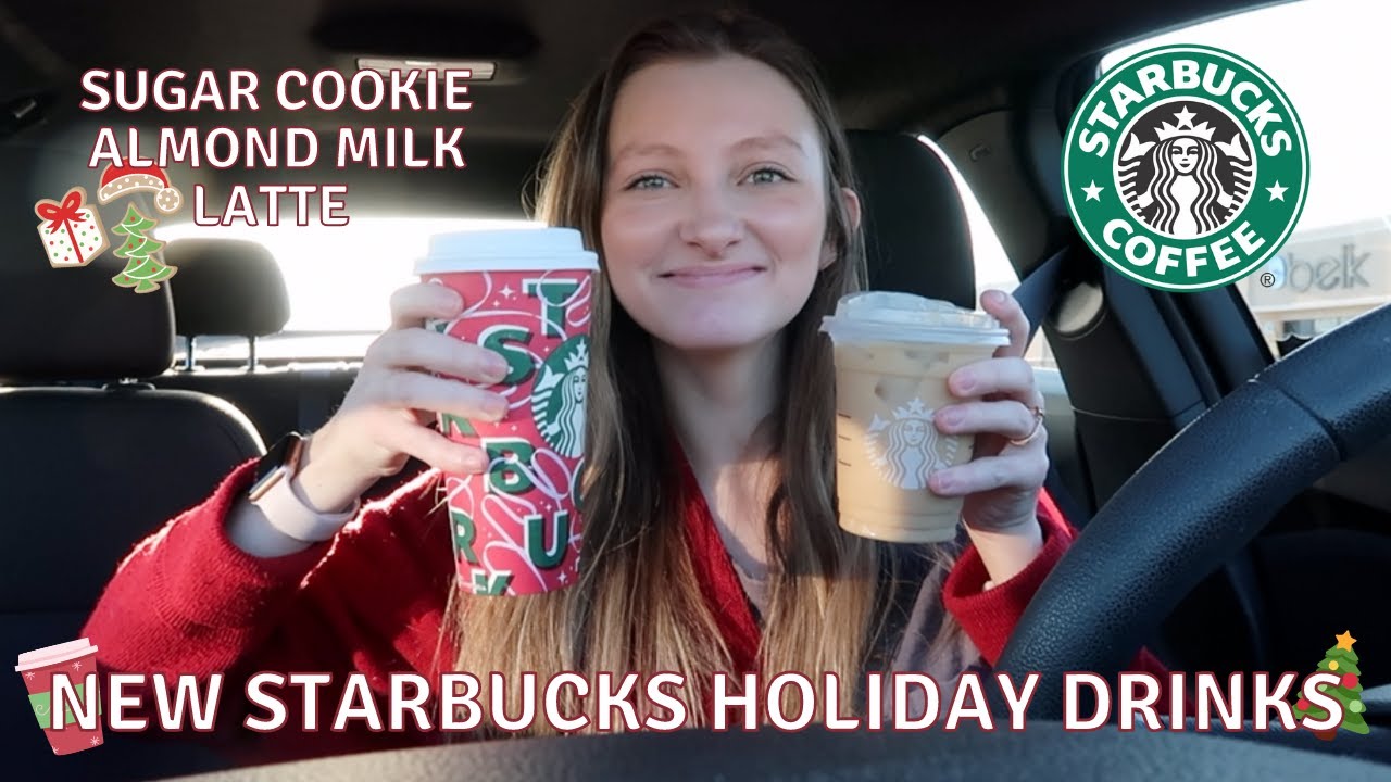 Trying the New Holiday Starbucks Drinks 2021 | sugar cookie almond milk latte