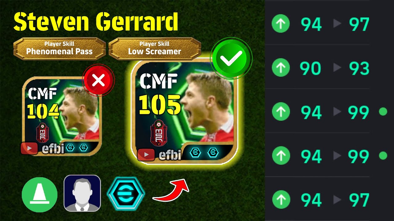 Стивен Джеррард 105 ЛУЧШИХ ТРЕНИРОВОК с Booster, максимальным уровнем и развитием игроков eFootba...