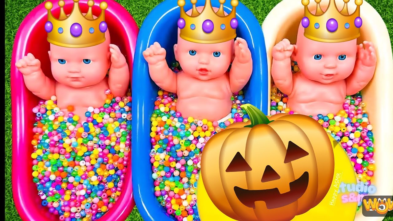 Full of 3 Rainbow BathTubs Candy with M&M's & Magic Slime Cutting Video