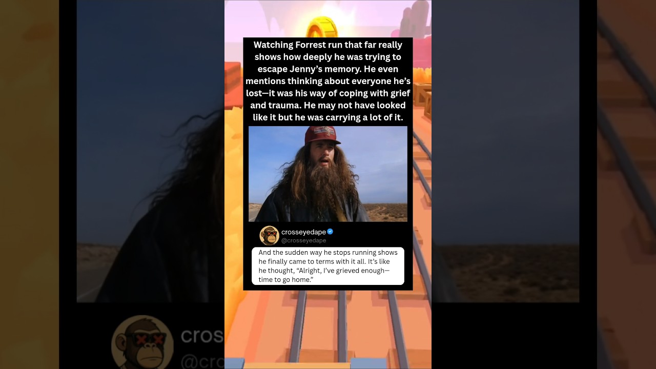 Watching Forrest run that far really shows how deeply he was trying to escape Jenny’s memory