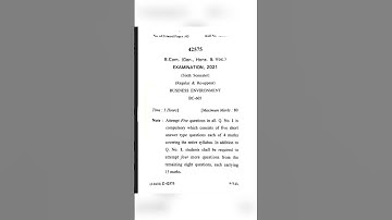 Business Environment/B.com 6th sem/ Question Paper 2021/CRSU,Kuk,MDu University
