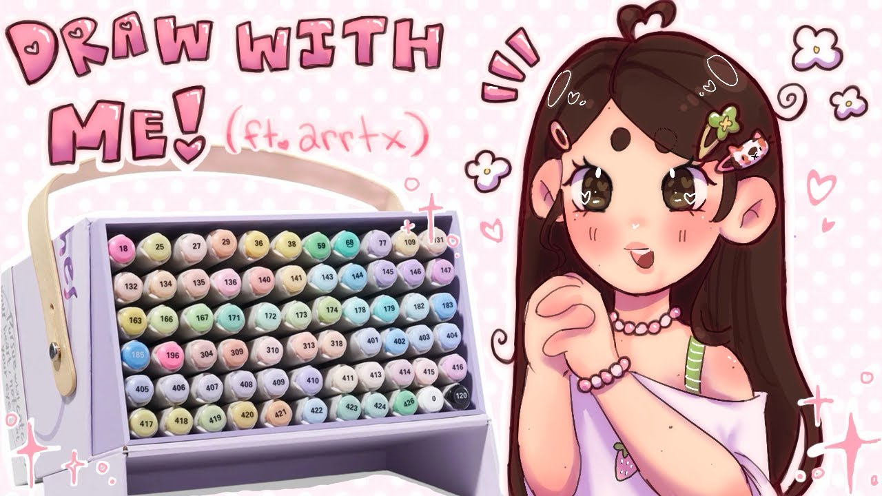 draw with me using pastel alcohol markers !!🍥🍓​(ft. arrtx :3 )