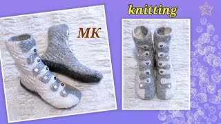 картинка: 💥 💯 Стильные носки-сапожки🎁 (оставлю себе)‼️ МК ⏩ На двух спицах и без шва на подошве 🤗