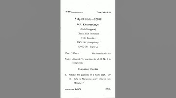 B.A. 5th Semester Question Paper of English for GJU,KUK,MDU University|| #gjuuniversity #viralvideo