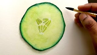How To Paint A Cucumber Slice| Cucumber Painting Tutorial|Realistic Step By Step Watercolor Tutorial