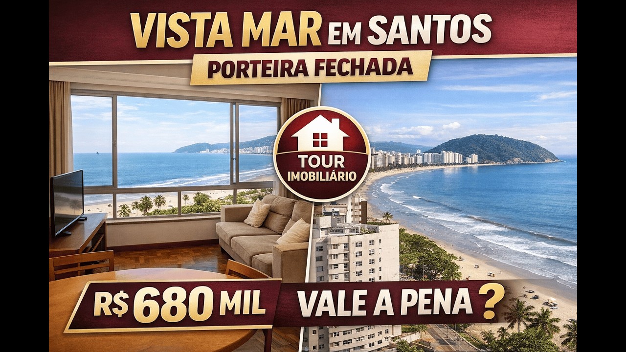 Apartamento com Vista Mar em Santos | Porteira Fechada no José Menino