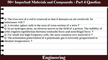 MCQ Questions Materials and Components - Part 4 with Answers