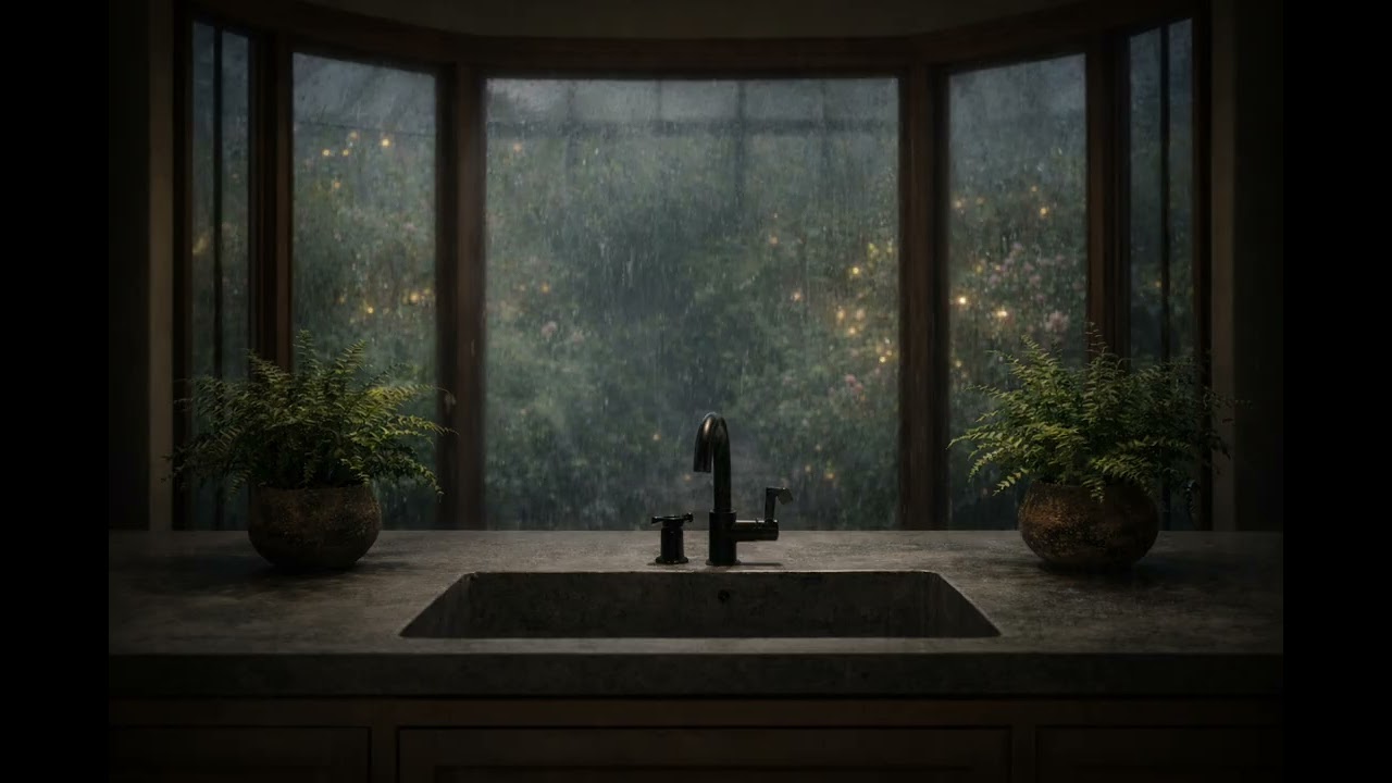 Clean Kitchen | Soft Rain, Thunderstorm Ambient Noises