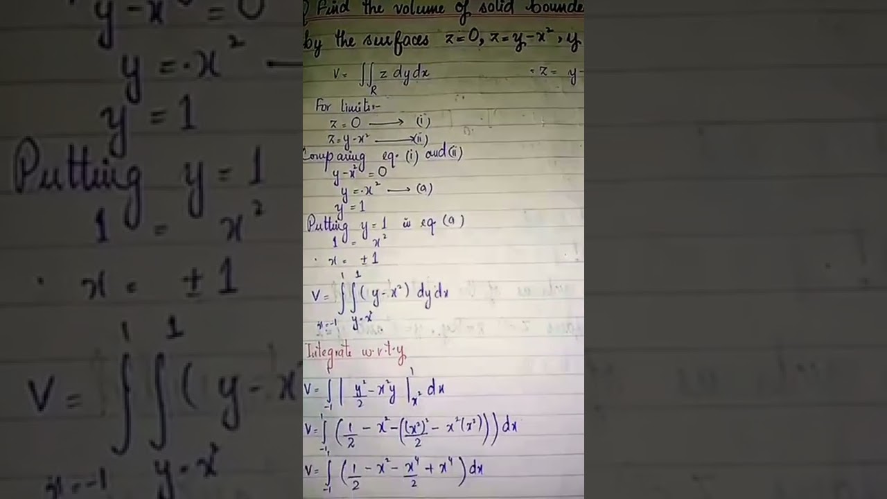 Volume By Double Integration By Fiza Naz