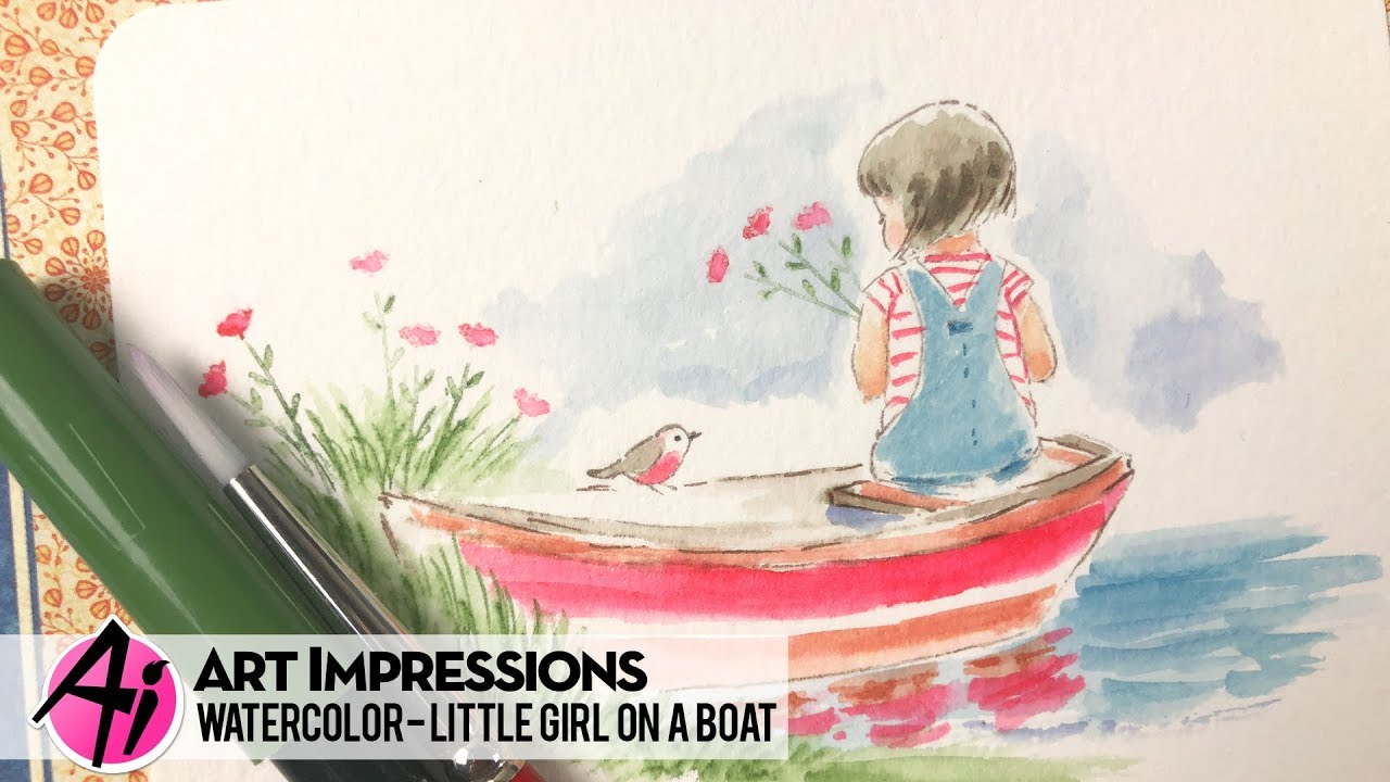 Art Impressions Watercolor Little Girls Stamp Set