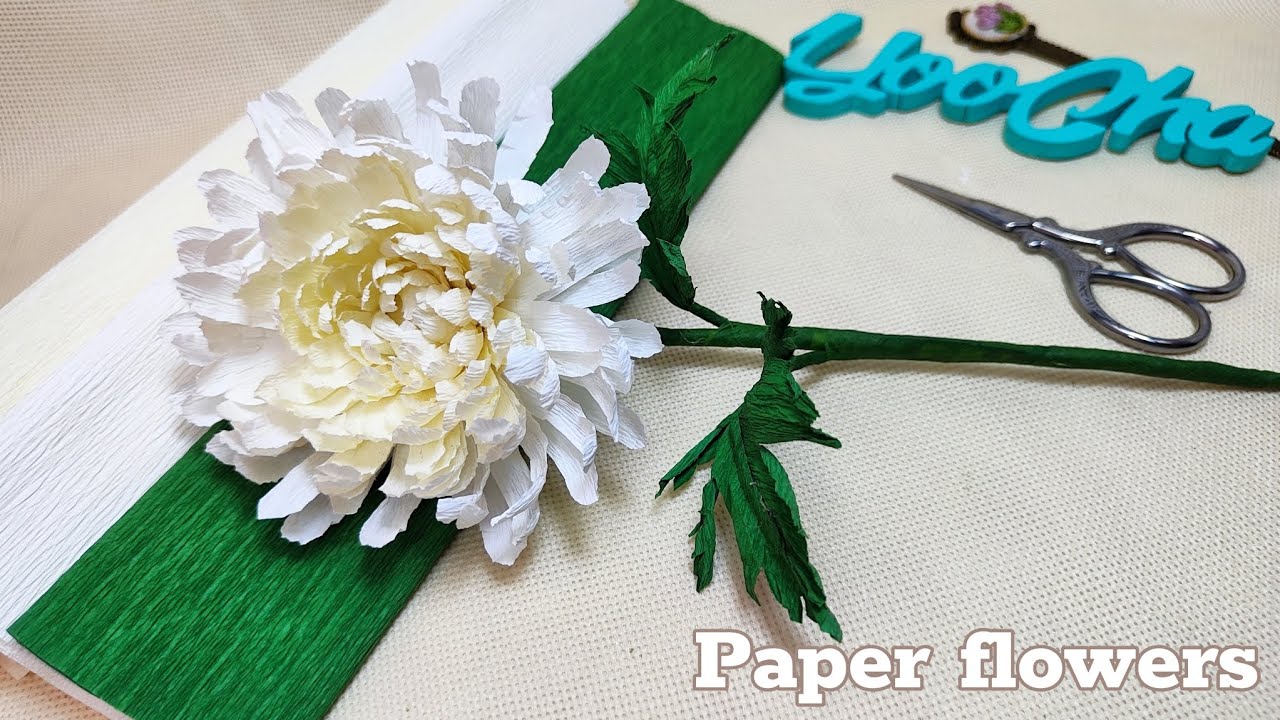 How to make chrysanthemum flowers out of easy crepe paper/DIY/ASMR craft paper