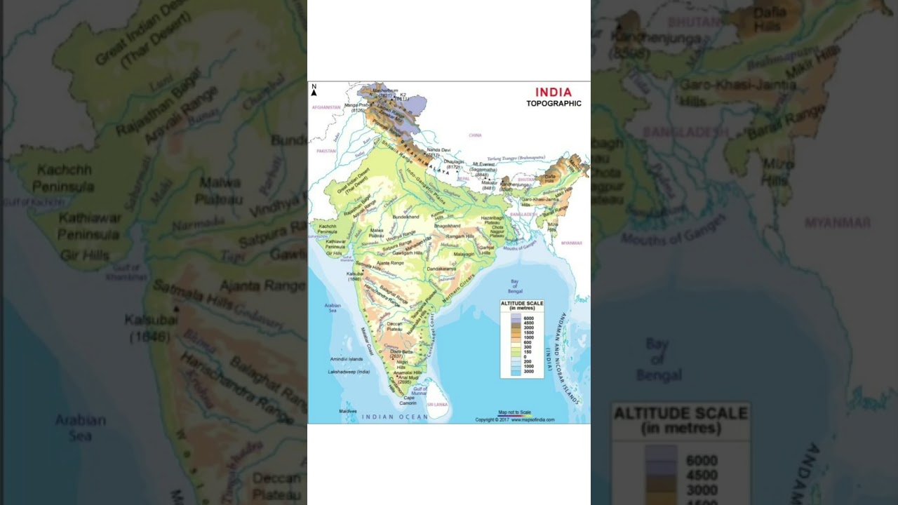 topographic map of India