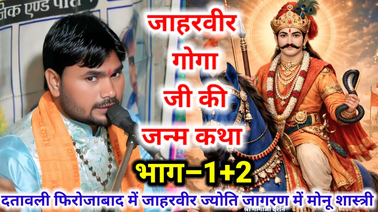 जाहरवीर गोगा जी की जन्म कथा भाग–1+2 दतावली जिला फिरोजाबाद में #मोनू_शास्त्री जी मो–8445531623 