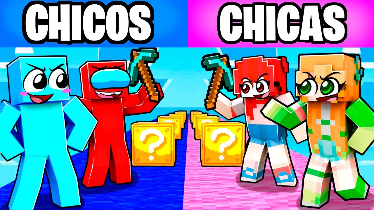 CHICAS vs CHICOS en Carrera de Lucky Blocks!