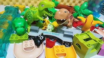 Satisfying Building Blocks ASMR Marble Run #204 Dinosaurs Jurassic World Spiral Elevator live 12