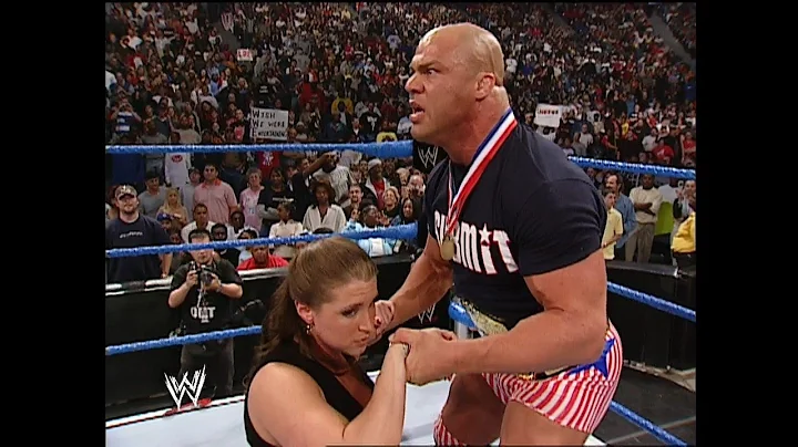 Stephanie McMahon Presents A Trophy To Kurt Angle & Chris Benoit | SmackDown! Oct 24, 2002