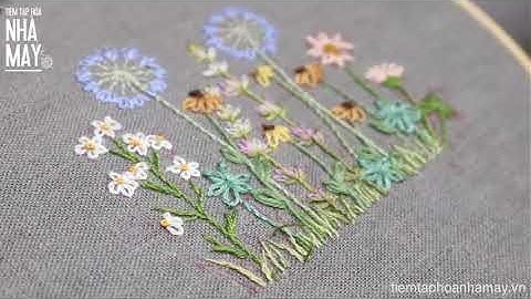 Hướng dẫn ứng dụng mũi Lazy daisy thêu hoa nhí (Embroidery tiny flowers using long and short stitch)