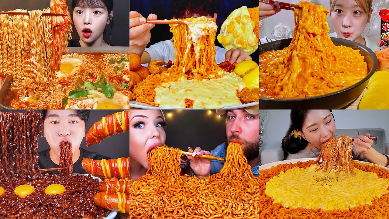 Best Korean *SPICY NOODLES* Big Bites | ASMR Mukbang Compilation