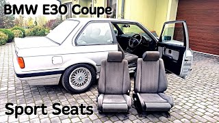 🚗 BMW E30 Coupe front Sport Seats 🪑 Sportsitze Siedzenia Fotele upgrade swap how to change  interior